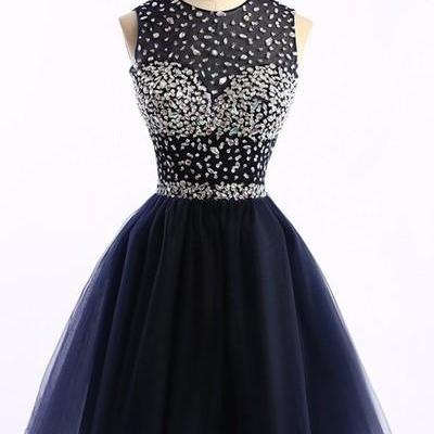 navy blue short prom dress