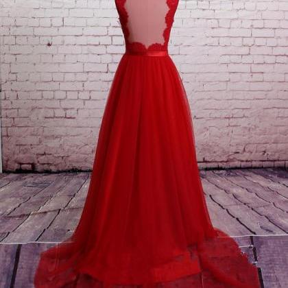 Charming Prom Dress, V Neck Red Pro..