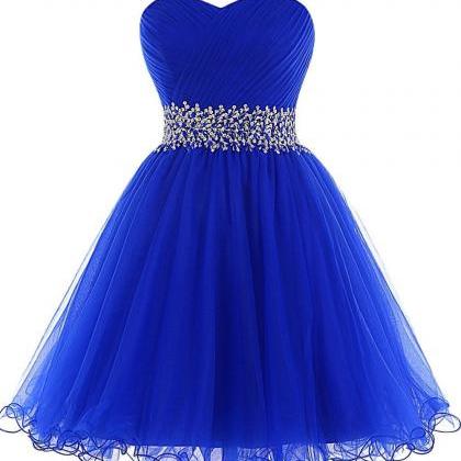 Royal Blue Crystal Modern Sparkly Short Prom Dress Sexy Formal Party ...