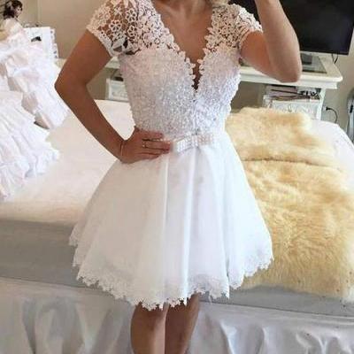 Charming Prom Dress, Cap Sleeve Sleeve Prom Dresses, Short Prom Gowns CF638