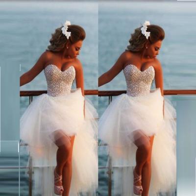 Bg480 Charming Prom Dress,White Prom Dress,Tulle Prom Dress,Pearls Prom Dresses,Short Prom Dress