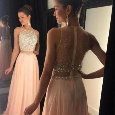 Bg567 Charming Prom Dress,Two Piece Prom Dress,Pink Prom Dress,Beading Prom Dress