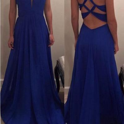 Bg577 Charming Prom Dress,Chiffon Prom Dress,Royal Blue Prom Dress,Backless Prom Dress