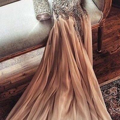 Bg669 Beading Crystal Prom Dress,Long Prom Dress,Champagne Prom Dresses,Long Evening Dress,Women Dress