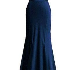 Charming Navy Blue Chiffon Long Prom Dresses,Sexy Evening Dress,Backless Mermaid Prom Dress