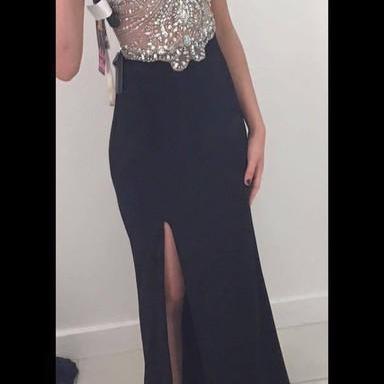 New Arrival Chiffon Prom Dress,High Slit Prom Dress,Backless Prom Dresses,Formal Prom Gown with Beaded