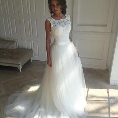 High Quality Elegant White Lace Wedding Dress, Vestido Vintage Wedding Gown,Bridal Dresses