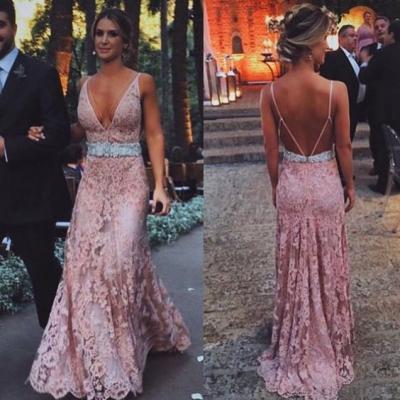 Long Evening Dress,Mermaid Evening Dress,Sexy Backless Lace Evening Dresses,Formal Gown,Wedding Party Dress