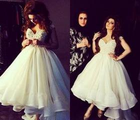 ivory beaded evening gown