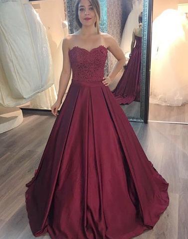 burgundy prom ball gown
