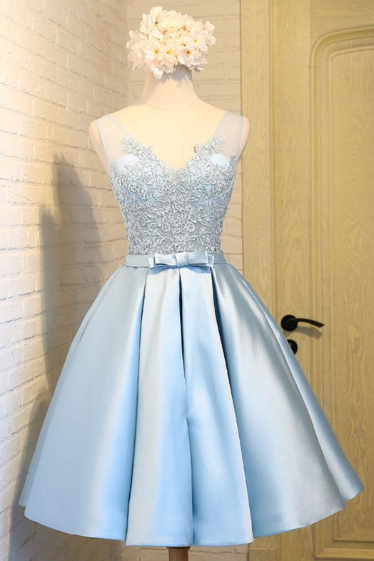 baby blue formal dress short