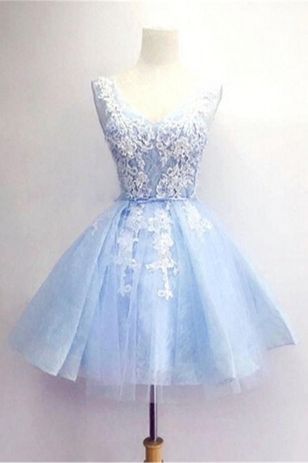 short light blue homecoming dress