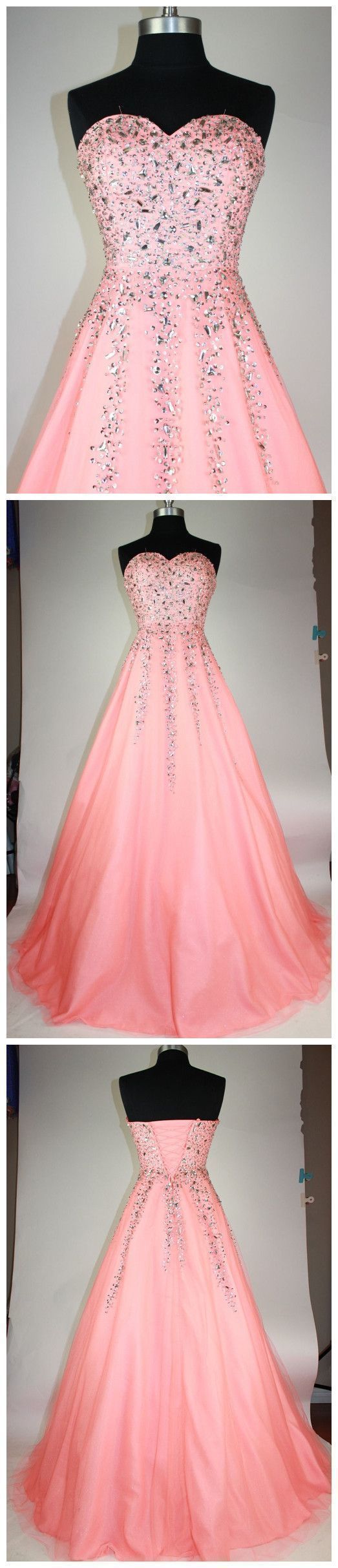 Tulle Crystal Beading Tulle A Line Prom Dress, Formal Long Homecoming Dress