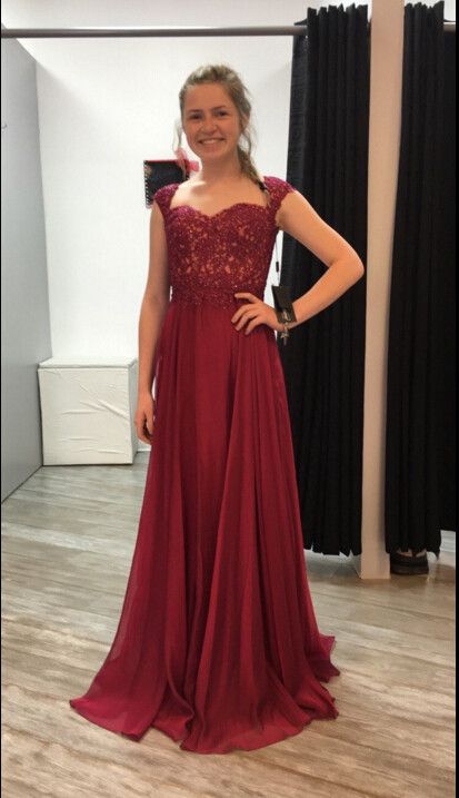 red chiffon formal dress