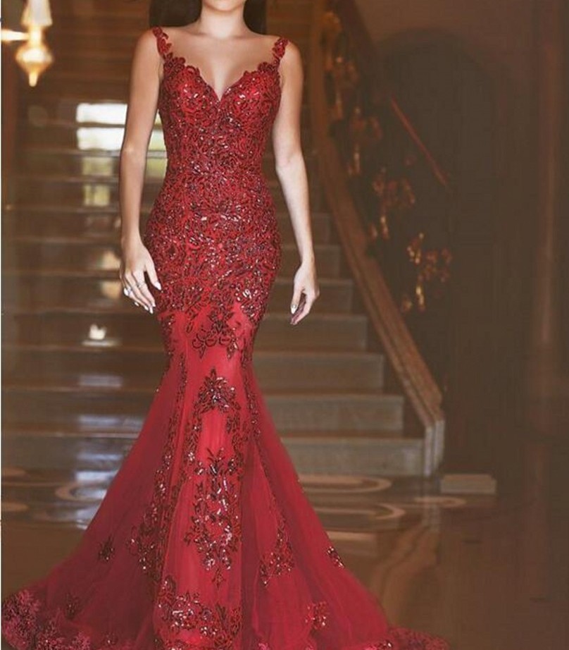 Red mermaid best sale wedding dress