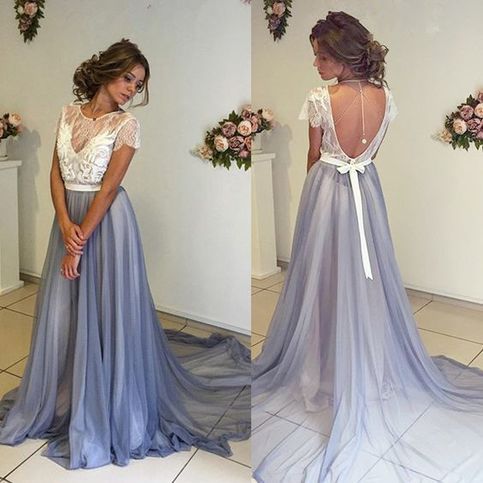 short sleeve long gown