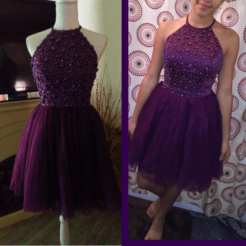 dark purple short prom dresses