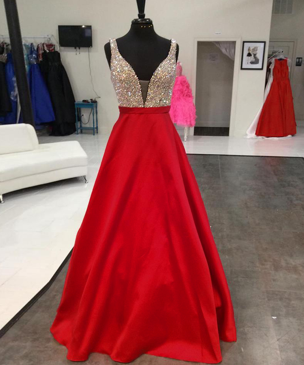 red beaded dress long