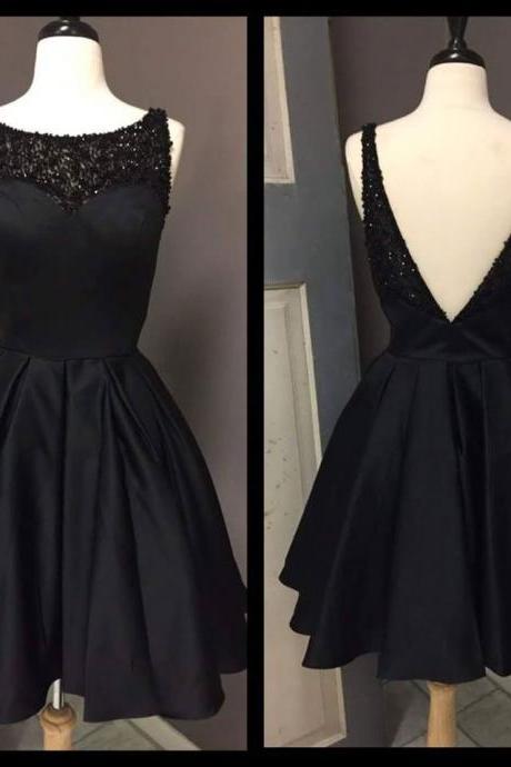 Charming Prom Dresses, Black Prom Dress,Sleeveless Homecoming Dress,Short Prom Gowns,Elegant Graduation Dress