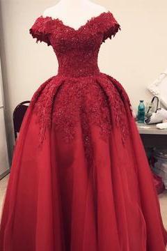 Sparkly Off Shoulder Ball Gown Prom Dresses Real Picture Tulle Floor Length Sleeveless Appliques Puffy Long Prom Dress