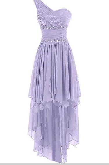 Bg313 Charming Prom Dress,Chiffon Prom Dress,One Shoulder Prom Dress,Light Purple Prom Dresses,Cute Prom Dress