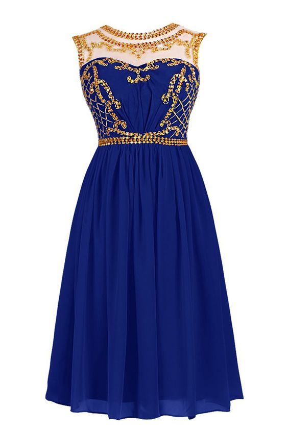 Lovely Blue Prom Dress, Elegant Prom Gown, Short Dress