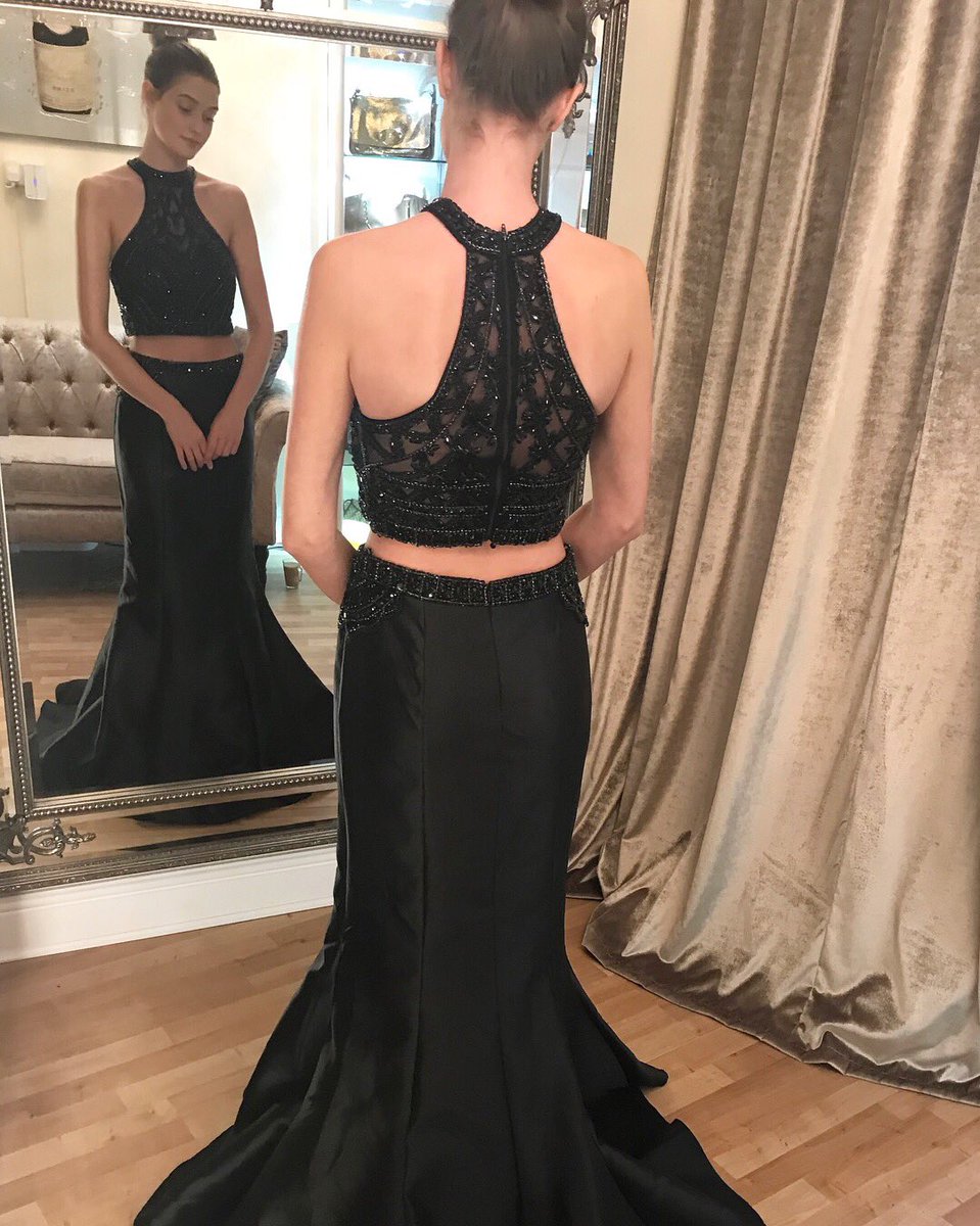 Sexy Two Piece Prom Dress Black Beaded Prom Dresses Long Evening Dress Formal Gown Cf352 On 