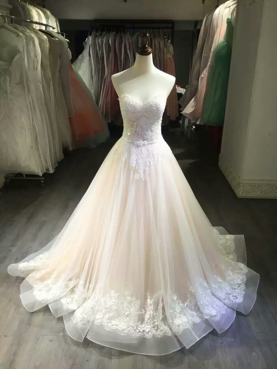 2018 Sweetheart Appliques Tulle Wedding Dress Bridal Gowns Cf1299 On Luulla